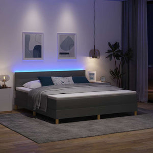 LED Κρεβάτι με βάθρο Σκούρο Γκρι 180 x 200 cm ύφασμα - Pakobazaar