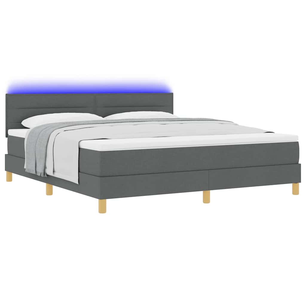 LED Κρεβάτι με βάθρο Σκούρο Γκρι 180 x 200 cm ύφασμα - Pakobazaar