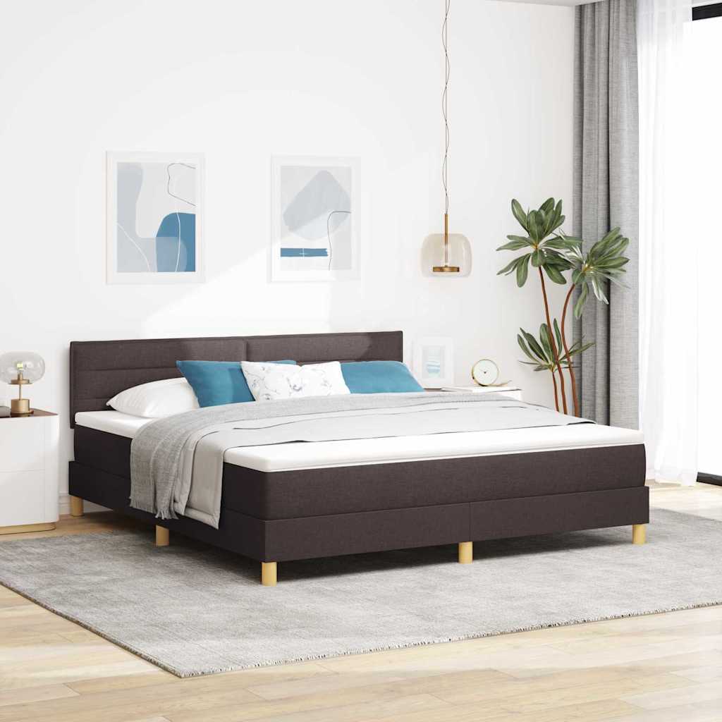 LED Κρεβάτι με βάθρο με στρώμα Σκούρο Καφέ 180 x 200 cm ύφασμα - Pakobazaar