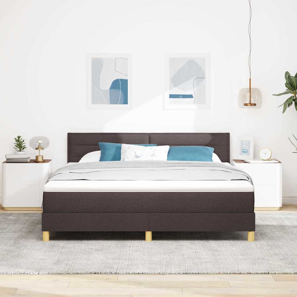 LED Κρεβάτι με βάθρο με στρώμα Σκούρο Καφέ 180 x 200 cm ύφασμα - Pakobazaar