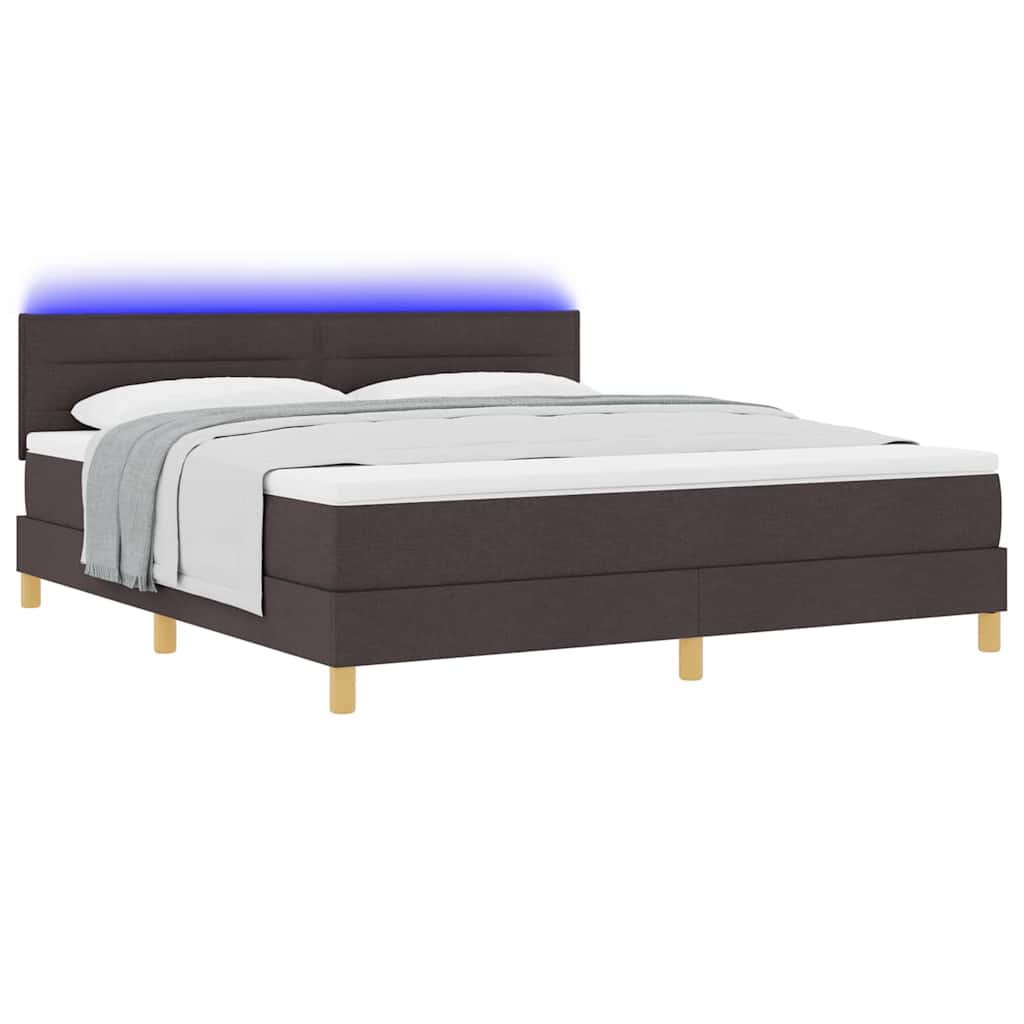 LED Κρεβάτι με βάθρο με στρώμα Σκούρο Καφέ 180 x 200 cm ύφασμα - Pakobazaar