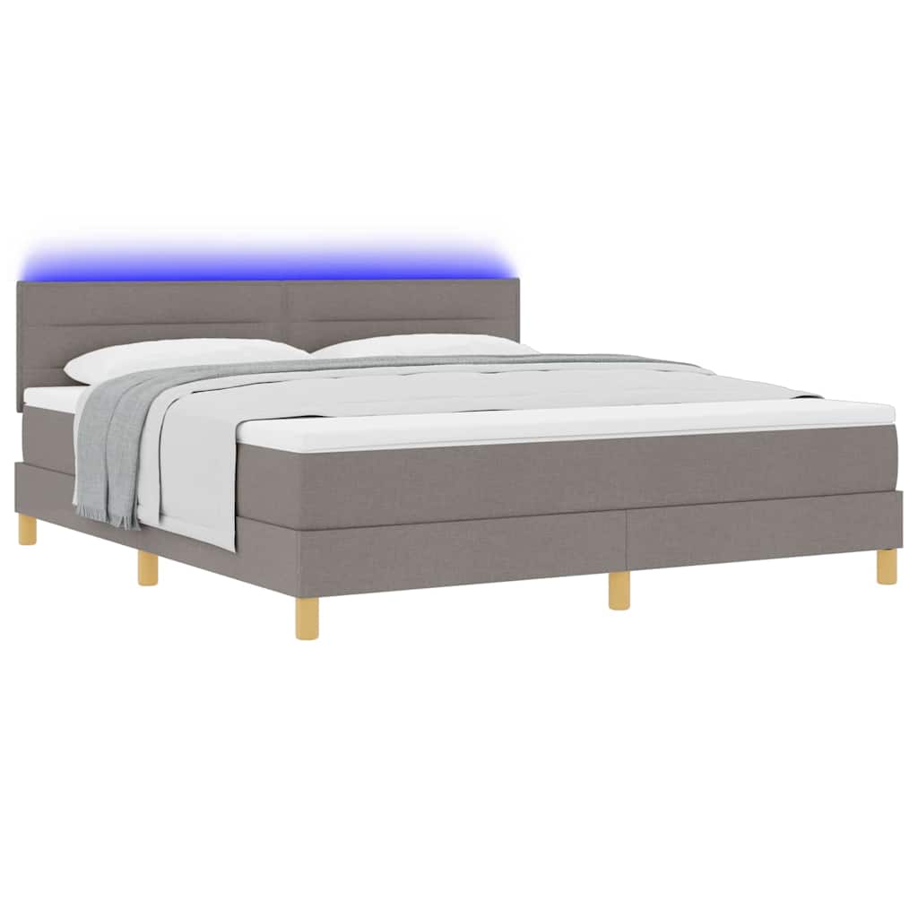 LED Κρεβάτι με βάθρο με στρώμα με led Taupe 180 x 200 cm ύφασμα - Pakobazaar