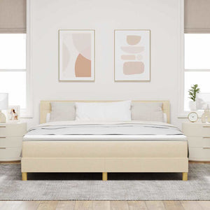 LED Κρεβάτι με βάθρο με κεφαλάρι Κρεμ 180 x 200 cm ύφασμα - Pakobazaar