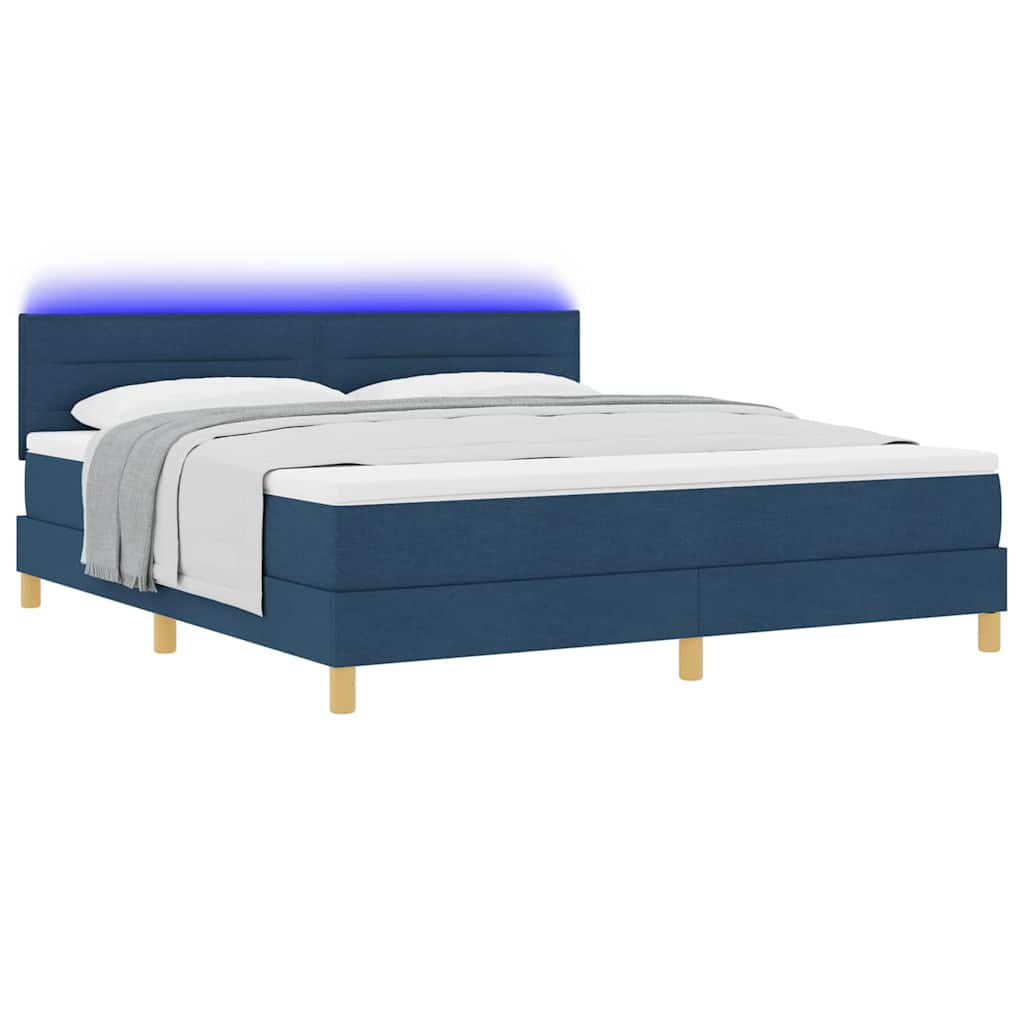 LED Κρεβάτι με βάθρο με στρώμα με led Μπλε 180 x 200 cm ύφασμα - Pakobazaar