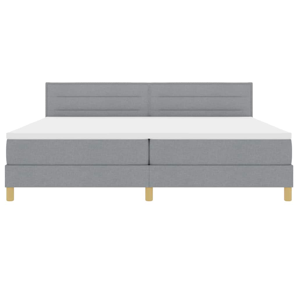 LED Κρεβάτι με βάθρο με στρώμα Ανοιχτό γκρι 200 x 200 cm ύφασμα - Pakobazaar