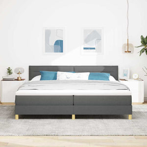 LED Κρεβάτι με βάθρο με στρώμα Σκούρο Γκρι 200 x 200 cm ύφασμα - Pakobazaar