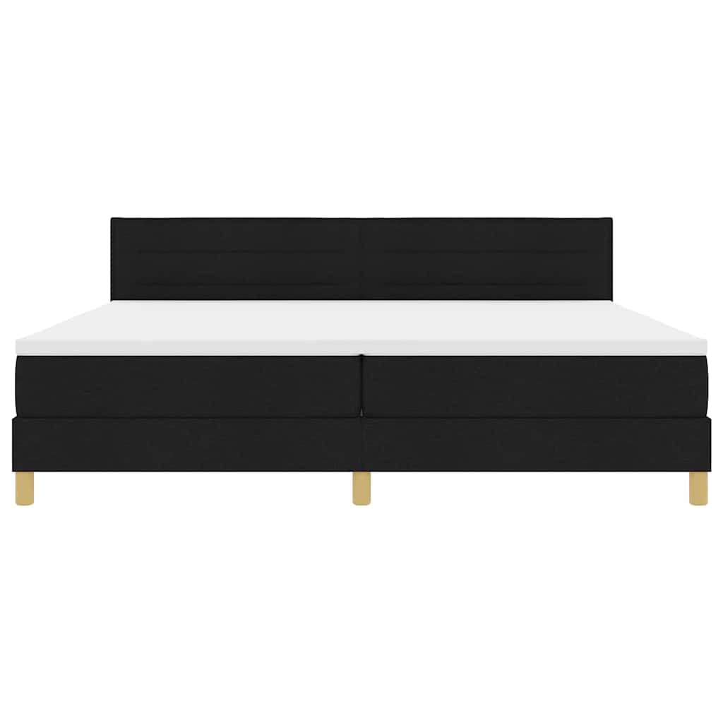 LED Κρεβάτι με βάθρο με στρώμα με led Μαύρο 200 x 200 cm ύφασμα - Pakobazaar