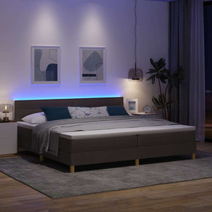 LED Κρεβάτι με βάθρο με στρώμα Σκούρο Καφέ 200 x 200 cm ύφασμα - Pakobazaar