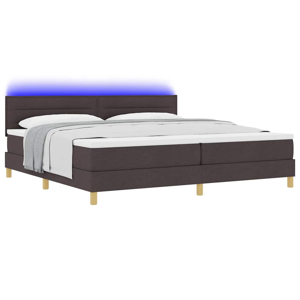 LED Κρεβάτι με βάθρο με στρώμα Σκούρο Καφέ 200 x 200 cm ύφασμα - Pakobazaar