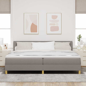 LED Κρεβάτι με βάθρο με στρώμα με led Taupe 200 x 200 cm ύφασμα - Pakobazaar