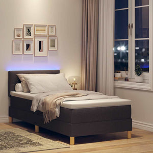 LED Κρεβάτι με βάθρο με κεφαλάρι Σκούρο Καφέ 90 x 190 cm ύφασμα