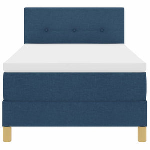 LED Κρεβάτι με βάθρο με κεφαλάρι Μπλε 90 x 190 cm ύφασμα