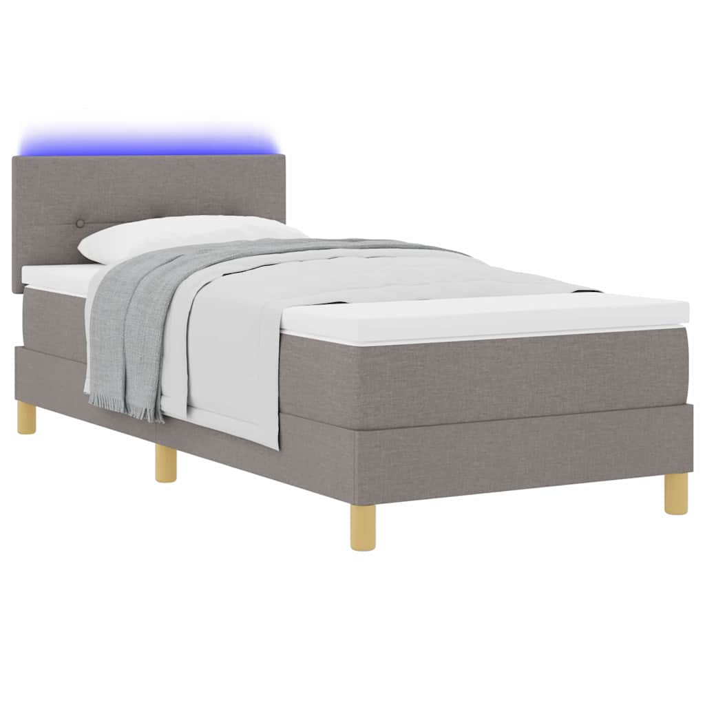LED Κρεβάτι με βάθρο με κεφαλάρι Taupe 90 x 200 cm ύφασμα - Pakobazaar