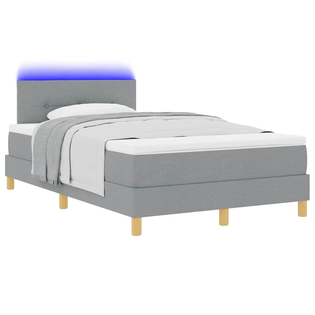 LED Κρεβάτι με βάθρο Ανοιχτό γκρι 120 x 190 cm ύφασμα - Pakobazaar
