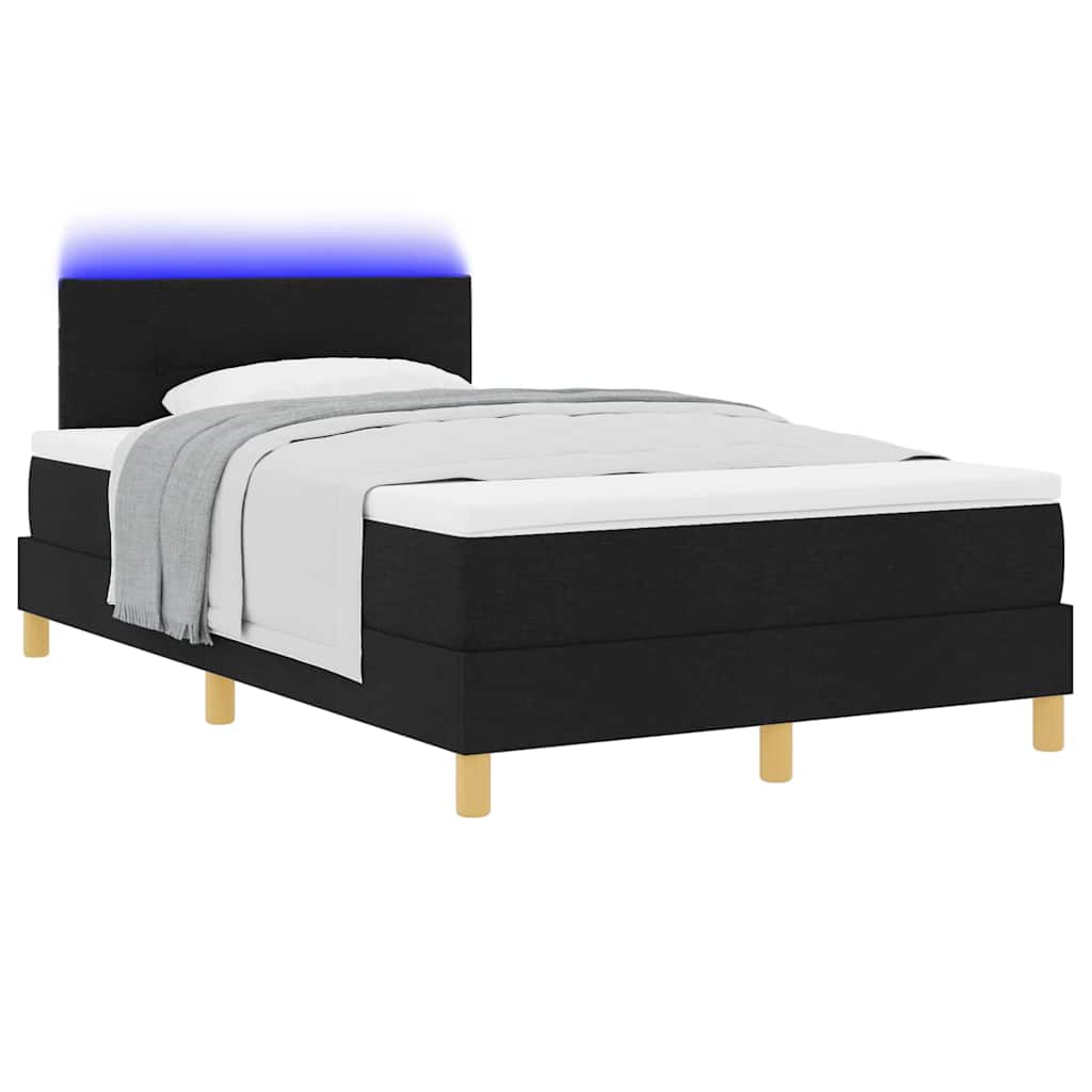 LED Κρεβάτι με βάθρο με στρώμα με led Μαύρο 120 x 190 cm ύφασμα - Pakobazaar