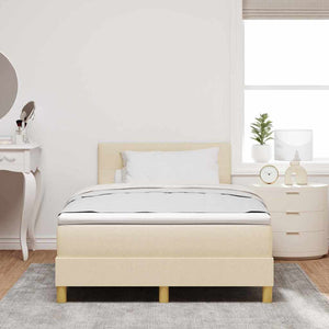 LED Κρεβάτι με βάθρο με κεφαλάρι Κρεμ 120 x 190 cm ύφασμα - Pakobazaar