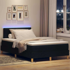 LED Κρεβάτι με βάθρο με στρώμα με led Μαύρο 120 x 200 cm ύφασμα - Pakobazaar