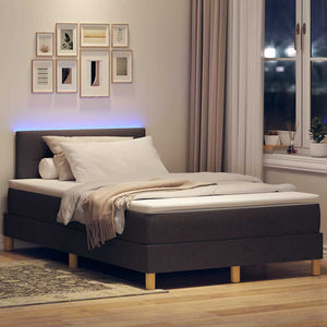 LED Κρεβάτι με βάθρο Σκούρο Καφέ 120 x 200 cm ύφασμα - Pakobazaar