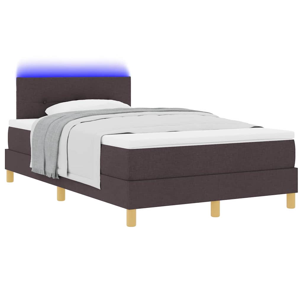 LED Κρεβάτι με βάθρο Σκούρο Καφέ 120 x 200 cm ύφασμα - Pakobazaar