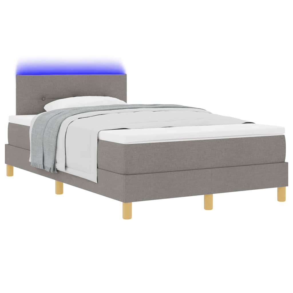 LED Κρεβάτι με βάθρο με κεφαλάρι Taupe 120 x 200 cm ύφασμα - Pakobazaar