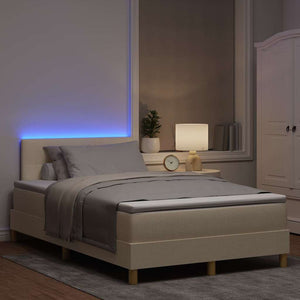 LED Κρεβάτι με βάθρο με κεφαλάρι Κρεμ 120 x 200 cm ύφασμα - Pakobazaar