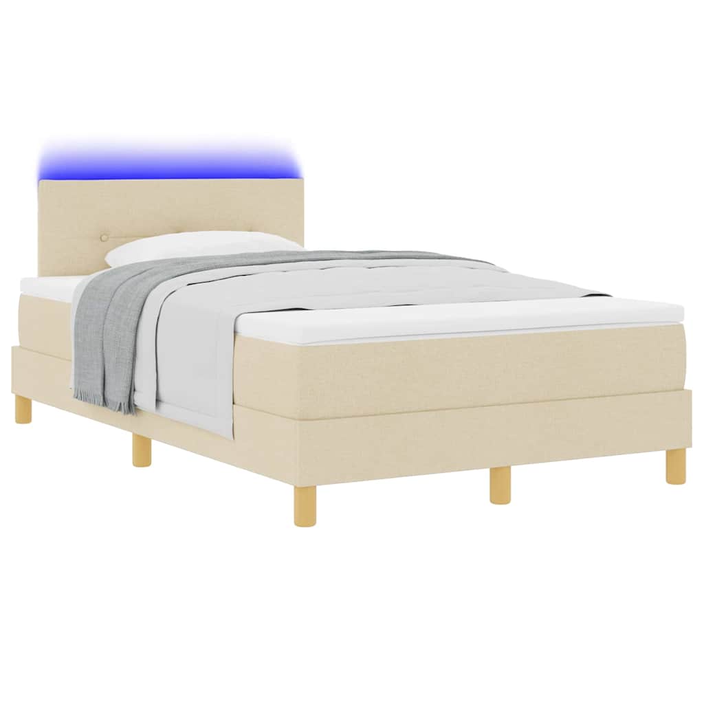 LED Κρεβάτι με βάθρο με κεφαλάρι Κρεμ 120 x 200 cm ύφασμα - Pakobazaar