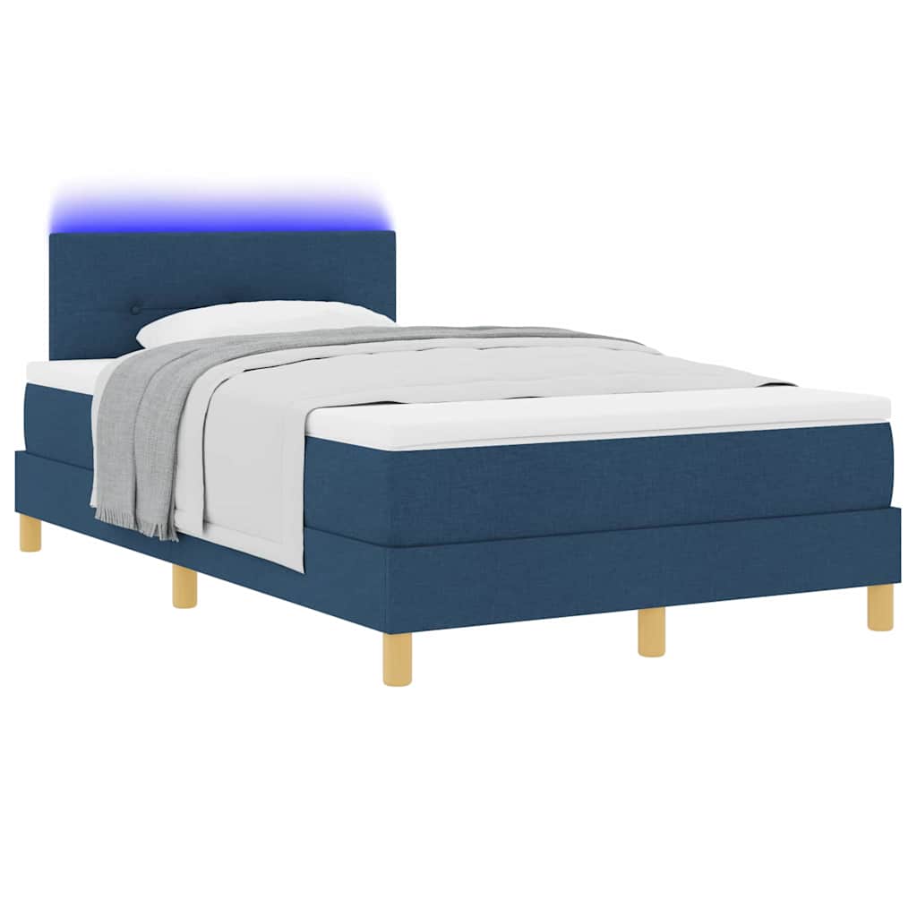 LED Κρεβάτι με βάθρο με στρώμα με led Μπλε 120 x 200 cm ύφασμα - Pakobazaar