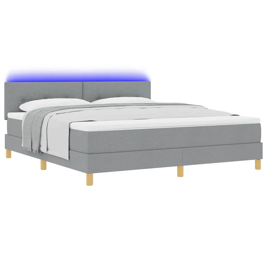 LED Κρεβάτι με βάθρο με στρώμα Ανοιχτό γκρι 180 x 200 cm ύφασμα - Pakobazaar