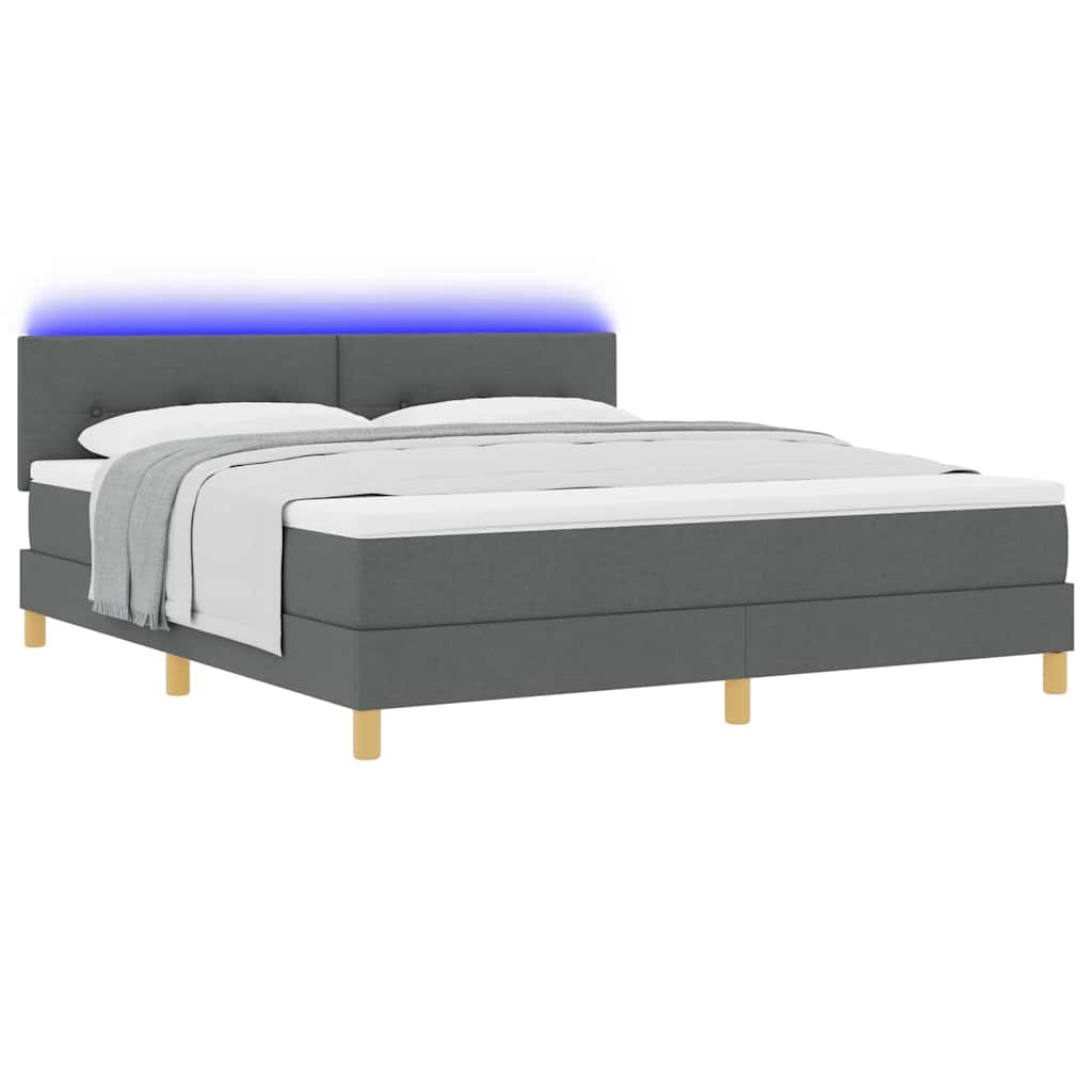 LED Κρεβάτι με βάθρο Σκούρο Γκρι 180 x 200 cm ύφασμα - Pakobazaar