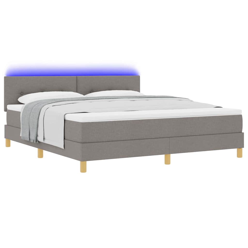 LED Κρεβάτι με βάθρο με στρώμα με led Taupe 180 x 200 cm ύφασμα - Pakobazaar