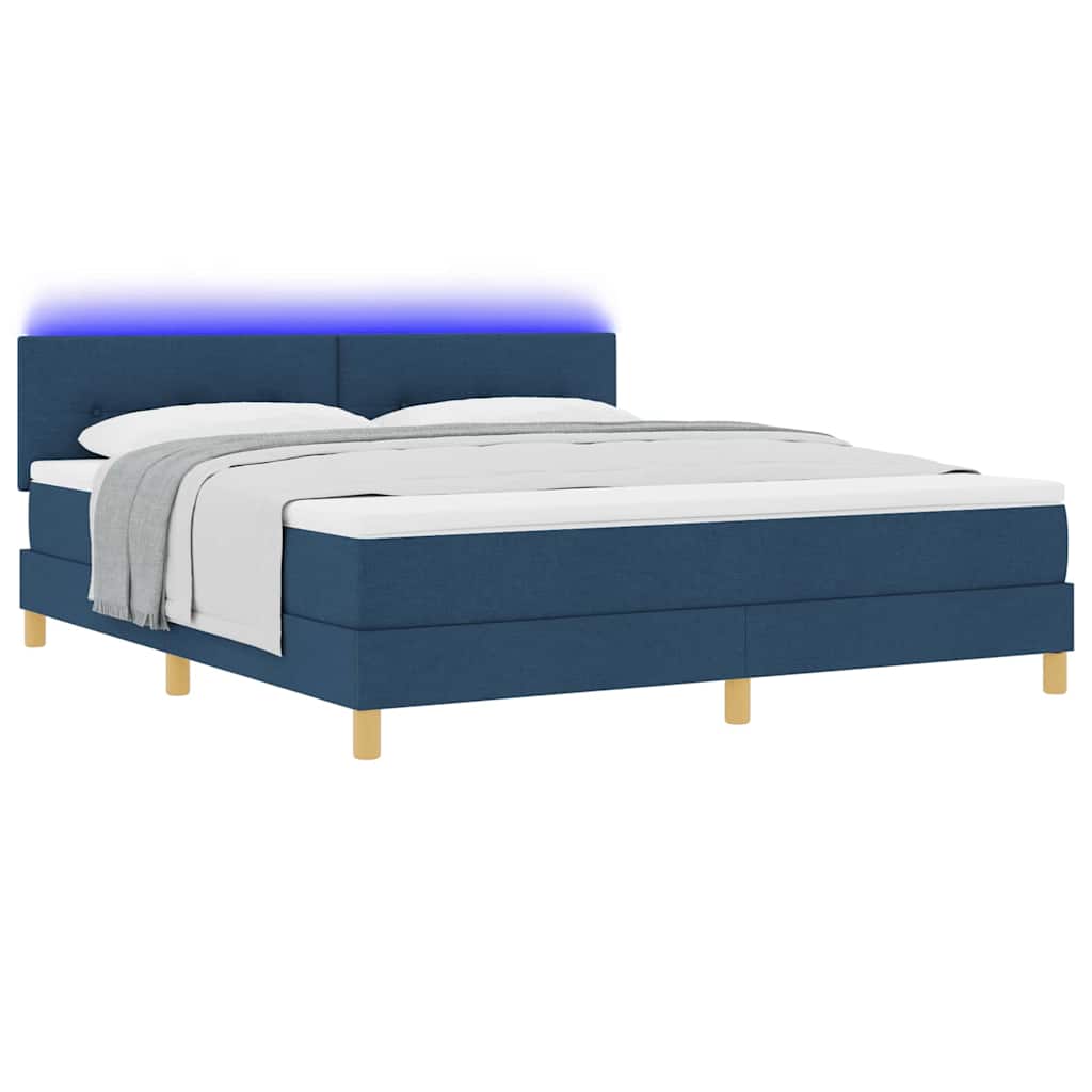 LED Κρεβάτι με βάθρο με μαξιλάρι Μπλε 180 x 200 cm ύφασμα - Pakobazaar