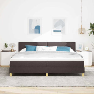 LED Κρεβάτι με βάθρο Σκούρο Καφέ 200 x 200 cm ύφασμα - Pakobazaar