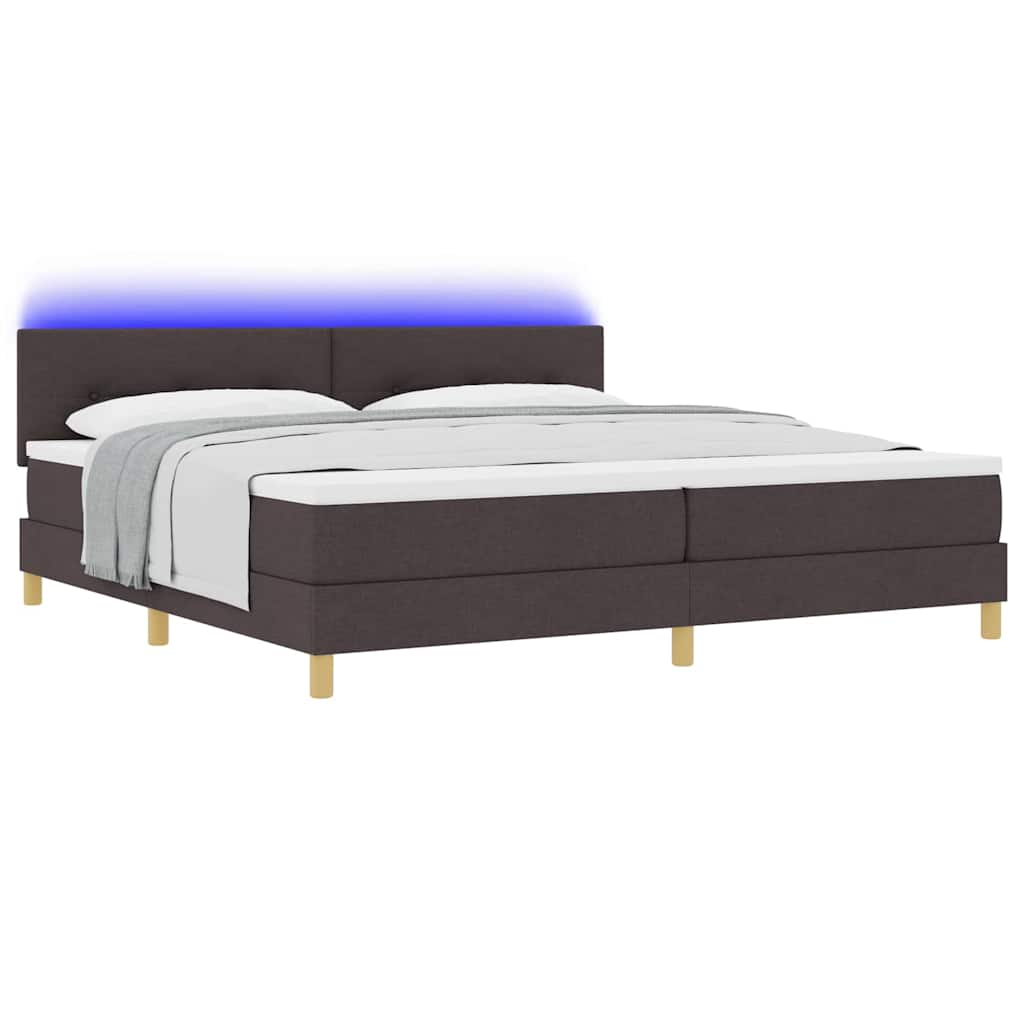 LED Κρεβάτι με βάθρο Σκούρο Καφέ 200 x 200 cm ύφασμα - Pakobazaar