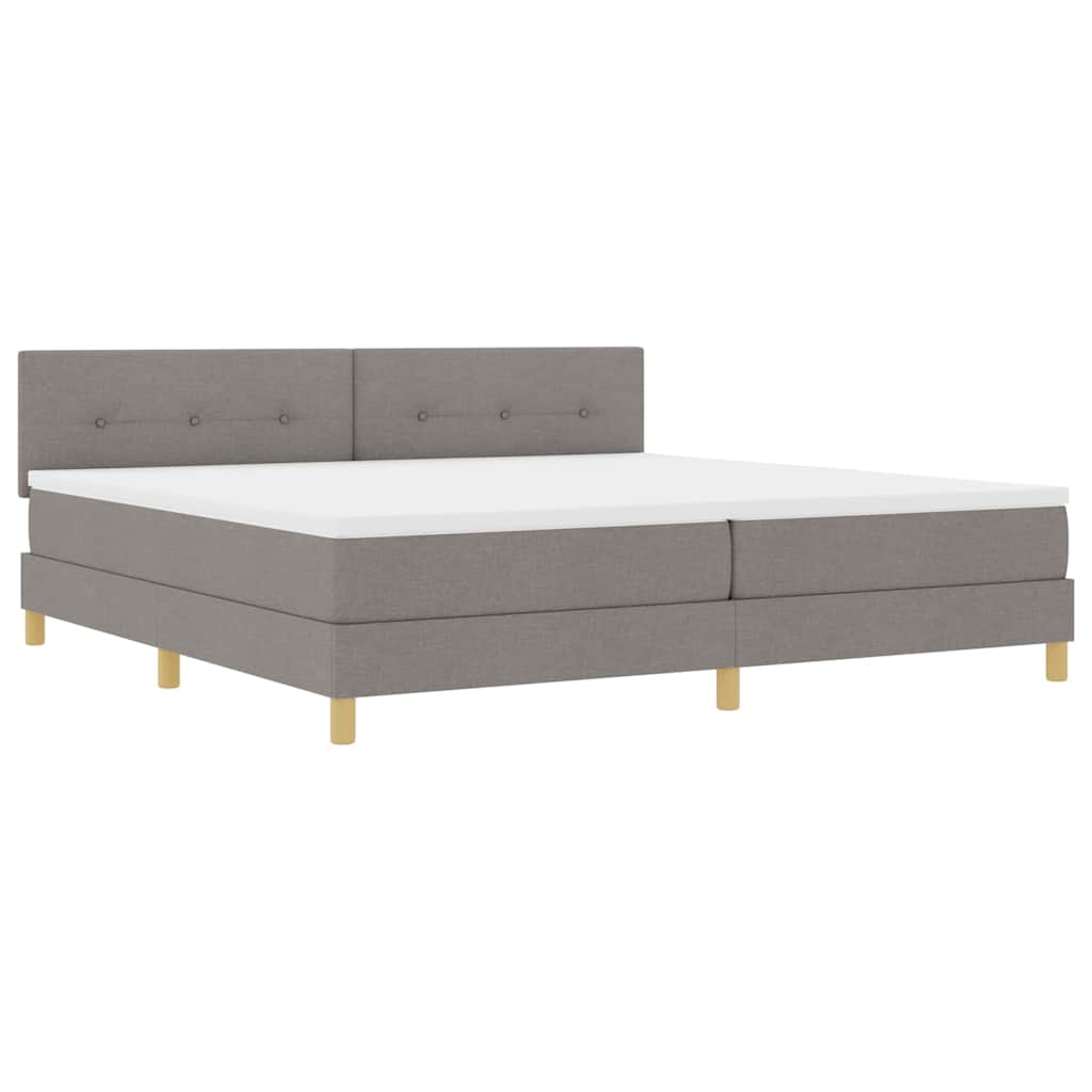 LED Κρεβάτι με βάθρο με στρώμα με led Taupe 200 x 200 cm ύφασμα - Pakobazaar