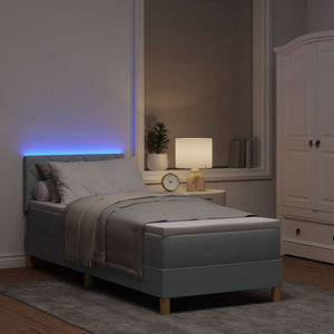 LED Κρεβάτι με βάθρο με στρώμα Ανοιχτό γκρι 80 x 200 cm ύφασμα - Pakobazaar