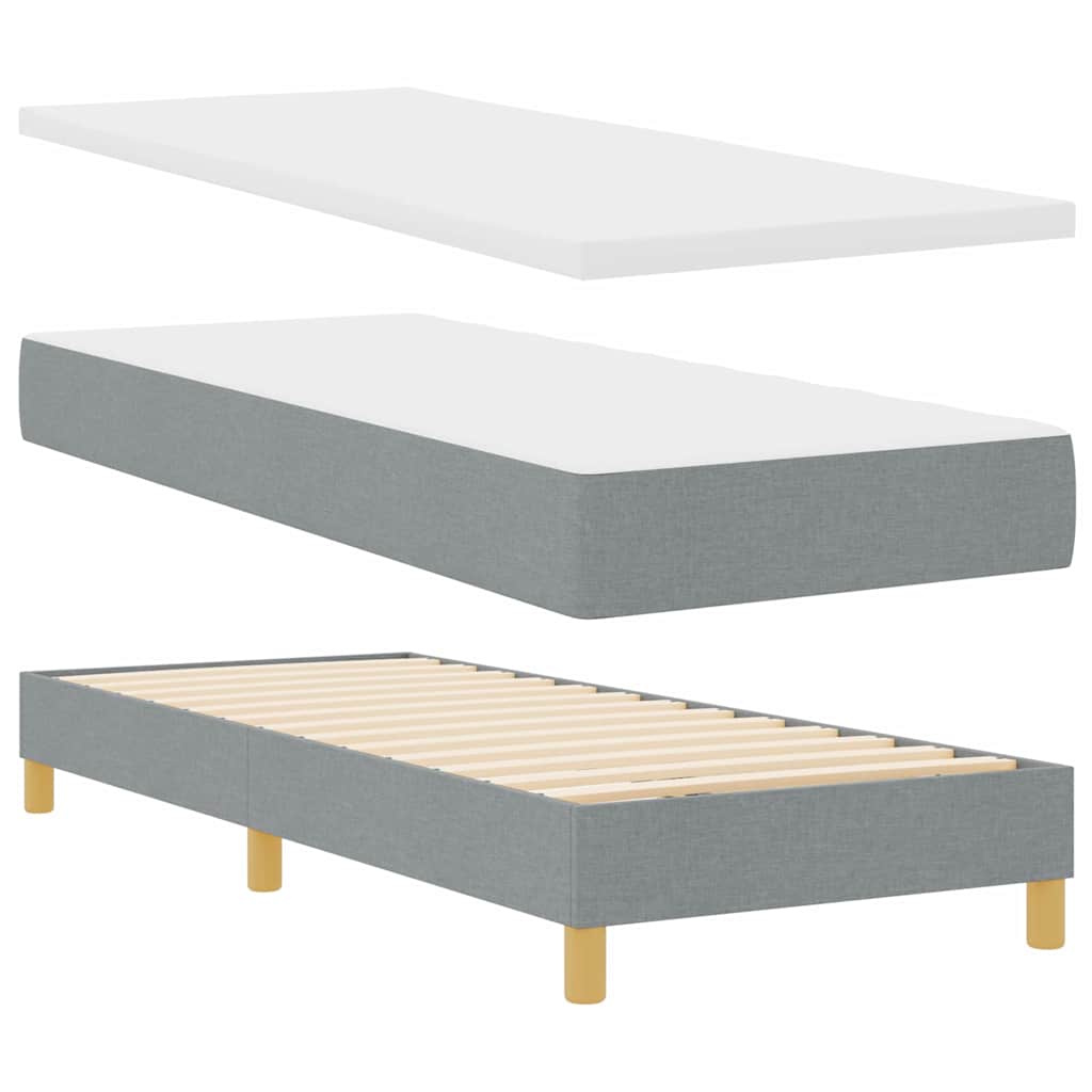 LED Κρεβάτι με βάθρο με στρώμα Ανοιχτό γκρι 80 x 200 cm ύφασμα - Pakobazaar