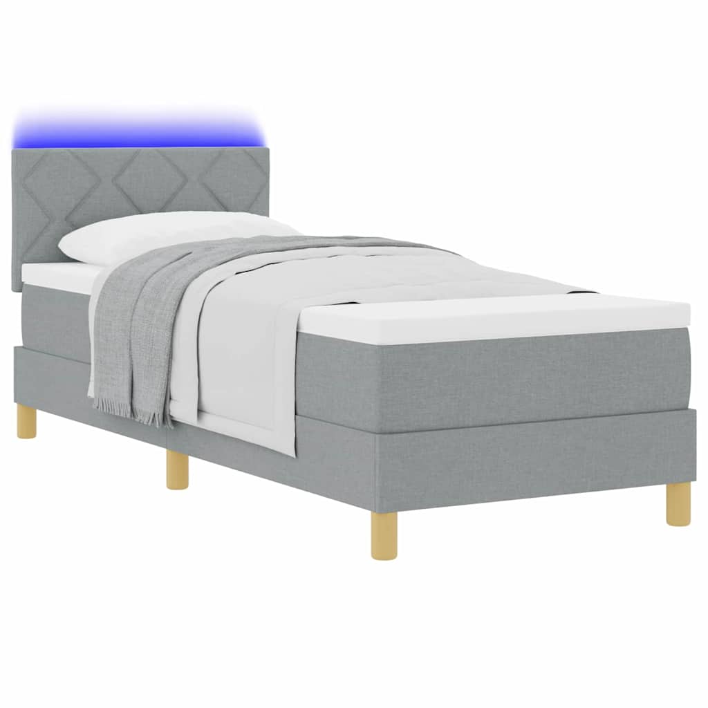 LED Κρεβάτι με βάθρο με στρώμα Ανοιχτό γκρι 80 x 200 cm ύφασμα - Pakobazaar