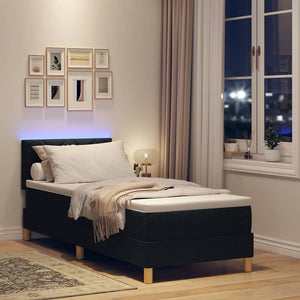 LED Κρεβάτι με βάθρο με στρώμα με led Μαύρο 80 x 200 cm ύφασμα - Pakobazaar