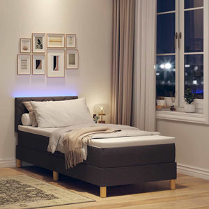 LED Κρεβάτι με βάθρο με στρώμα Σκούρο Καφέ 80 x 200 cm ύφασμα - Pakobazaar