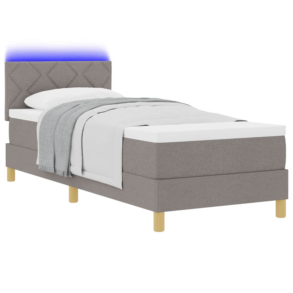 LED Κρεβάτι με βάθρο με στρώμα με led Taupe 80 x 200 cm ύφασμα - Pakobazaar