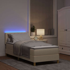 LED Κρεβάτι με βάθρο με κεφαλάρι Κρεμ 80 x 200 cm ύφασμα