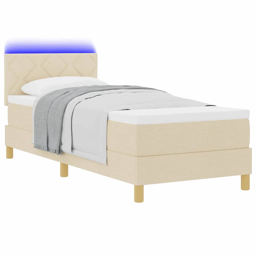 LED Κρεβάτι με βάθρο με κεφαλάρι Κρεμ 80 x 200 cm ύφασμα