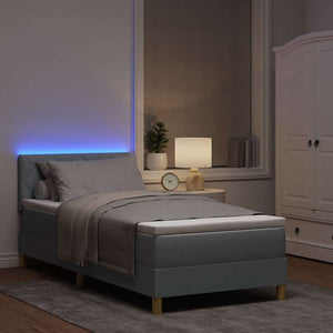 LED Κρεβάτι με βάθρο Ανοιχτό γκρι 100 x 200 cm ύφασμα - Pakobazaar