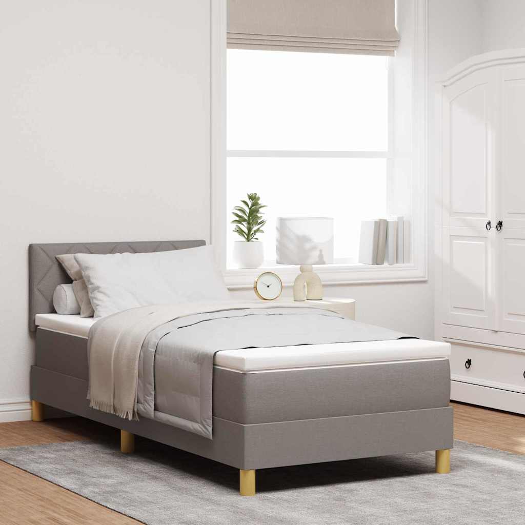 LED Κρεβάτι με βάθρο με κεφαλάρι Taupe 100 x 200 cm ύφασμα