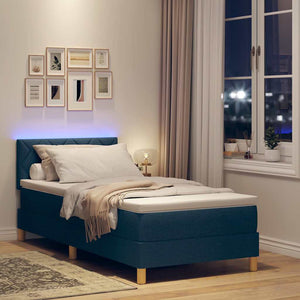 LED Κρεβάτι με βάθρο με στρώμα με led Μπλε 100 x 200 cm ύφασμα - Pakobazaar