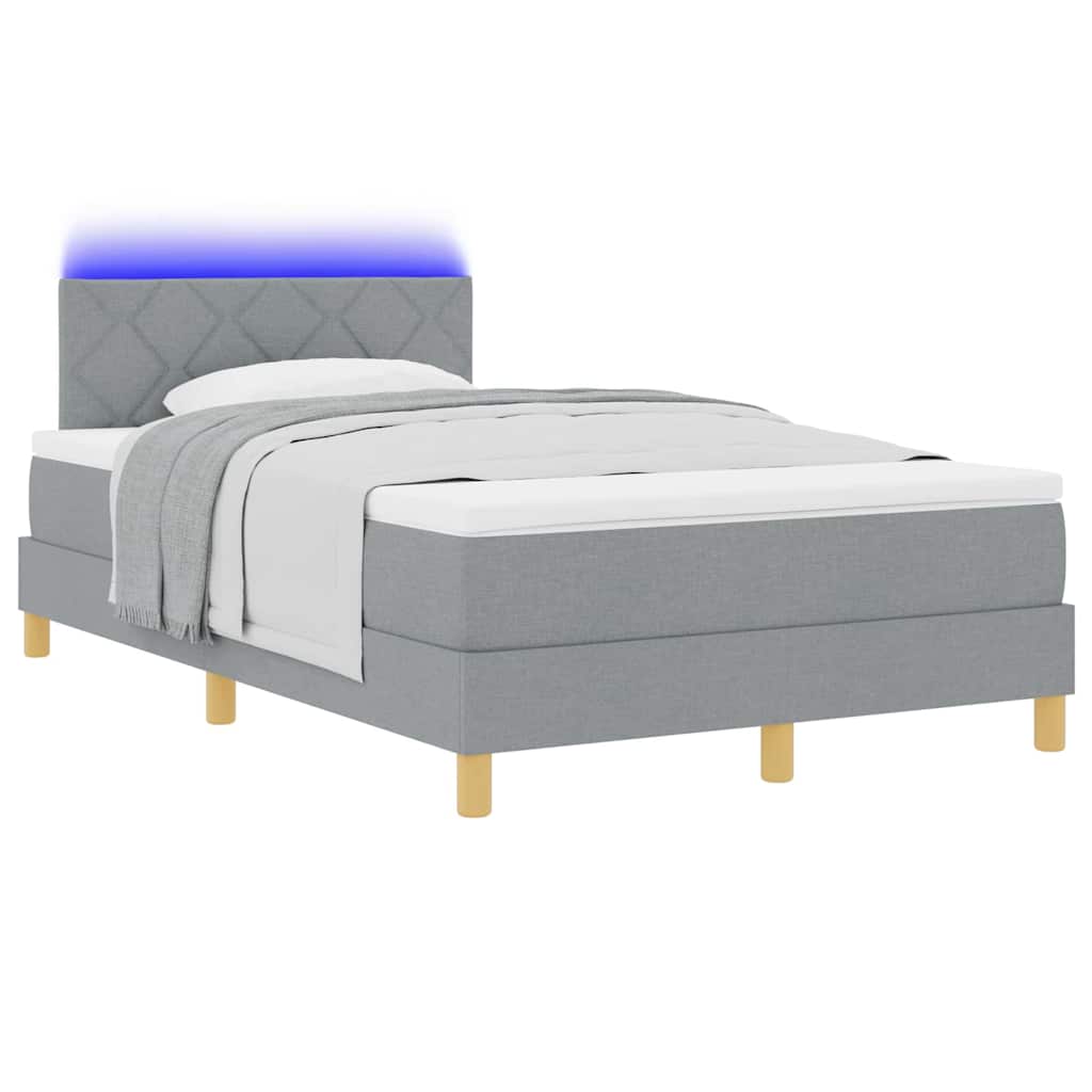 LED Κρεβάτι με βάθρο Ανοιχτό γκρι 120 x 190 cm ύφασμα - Pakobazaar