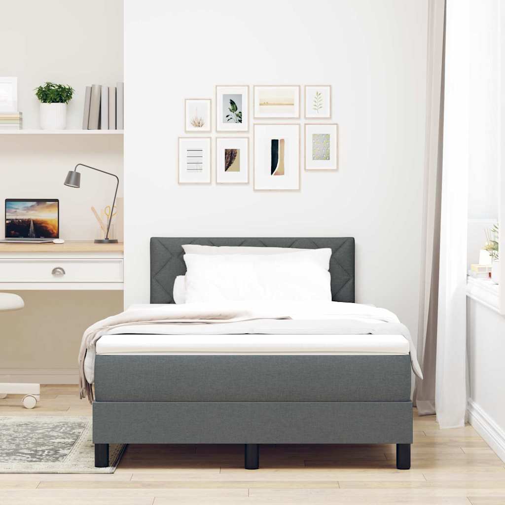 LED Κρεβάτι με βάθρο με στρώμα Σκούρο Γκρι 120 x 190 cm ύφασμα - Pakobazaar