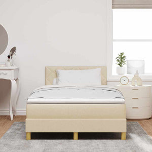 LED Κρεβάτι με βάθρο με μαξιλάρι Κρεμ 120 x 190 cm ύφασμα - Pakobazaar
