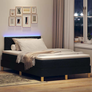 LED Κρεβάτι με βάθρο με στρώμα με led Μαύρο 120 x 200 cm ύφασμα - Pakobazaar