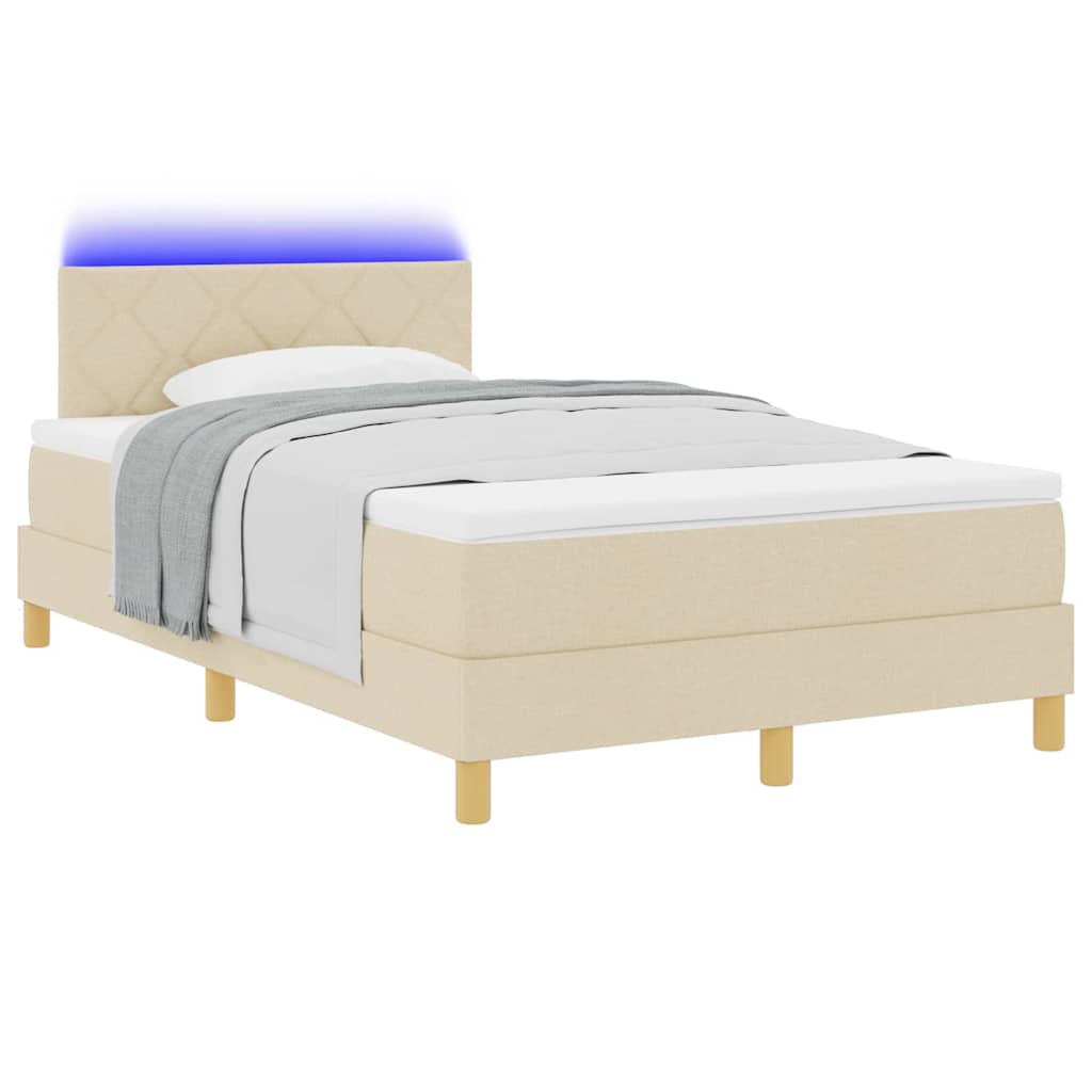 LED Κρεβάτι με βάθρο με κεφαλάρι Κρεμ 120 x 200 cm ύφασμα - Pakobazaar